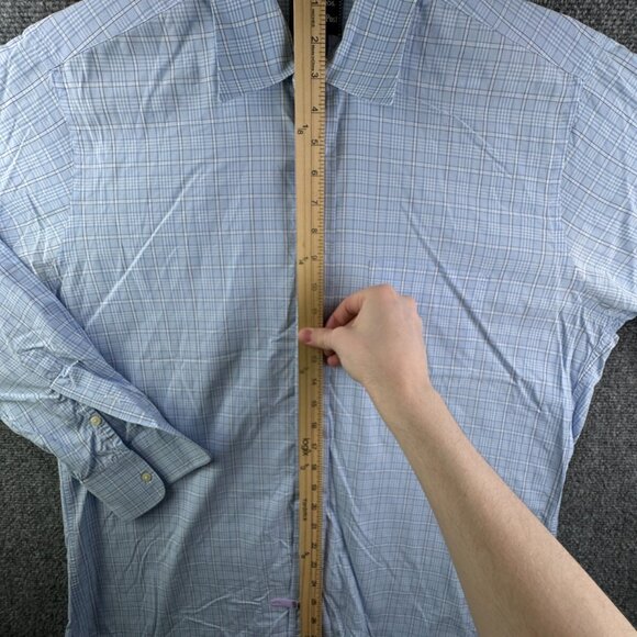 Gitman Bros For Fashion Post Louisville Blue White Plaid 16.5 34 Button Up Shirt - Picture 3 of 14